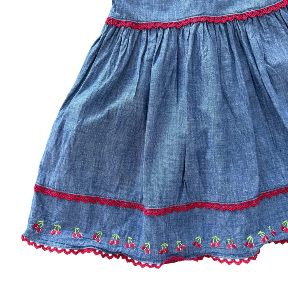 Gymboree Blue Chambray Cherry Dress size 3T (fit 4)